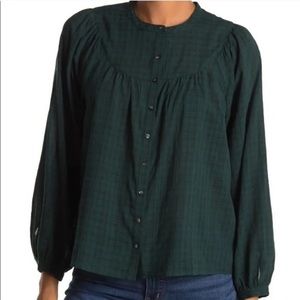 Madewell Dark Green Button-Up Blouse